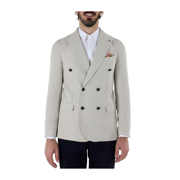 Bharnaba Giacca da uomo Giacca Uomo doppiopetto effetto maglia Sabbia - Francavilla Moda